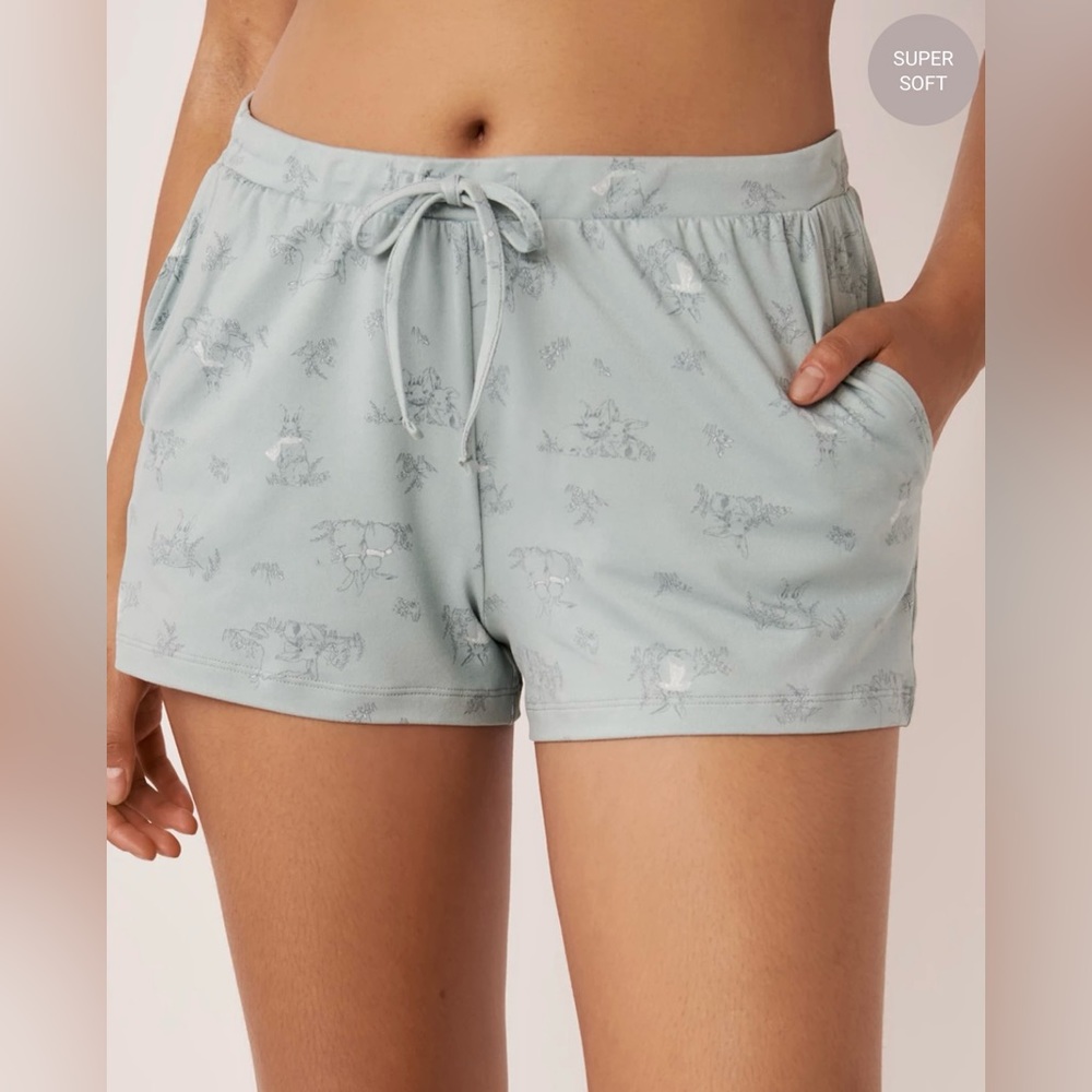 La Vie En Rose Super Soft Pyjama Shorts - Bunny Love Print - Pastel Mint Blue 🐰